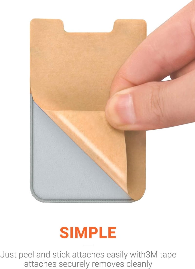 OBVIS Cell Phone Pocket Self Adhesive Card Holder Stick On Wallet Sleeve with Adhesive RFID Card ID Credit Card ATM Card Holder for iPhone Android 2 PACK GRAY - Image 4